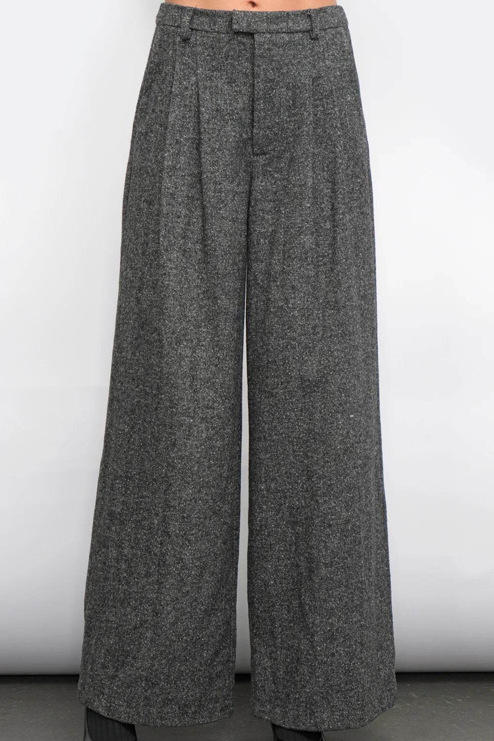 herringbone wide trouser pant