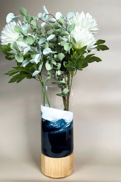 bamboo base vase metallic