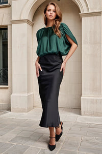 midi satin skirt