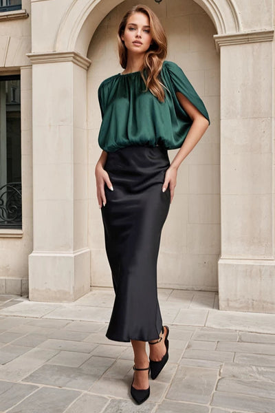 midi satin skirt