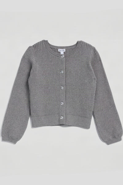 Girls Bling Button Rib Cardigan