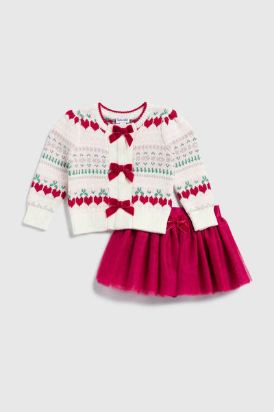 Baby Bows Cardigan + Tulle Skirt Set
