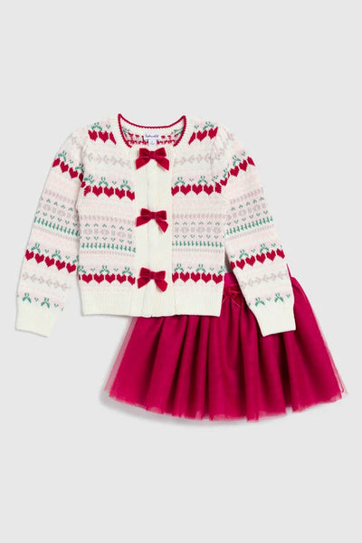 Toddler Bows Cardigan + Tulle Skirt Set