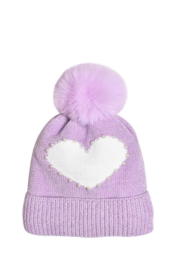 girls heart hat + glove set