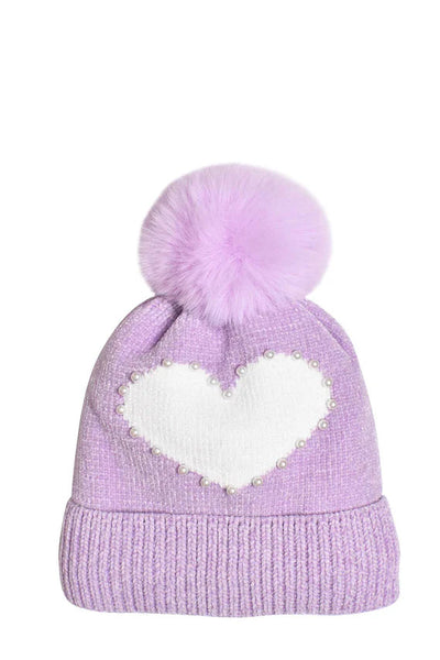 girls heart hat + glove set