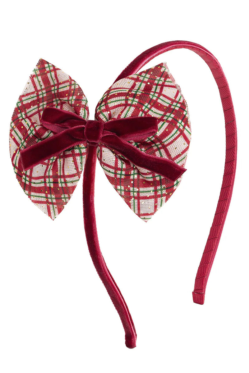 christmas plaid bow headband