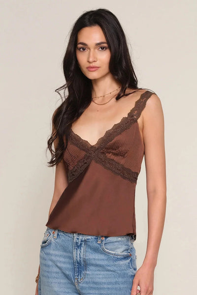 lace trim silky cami