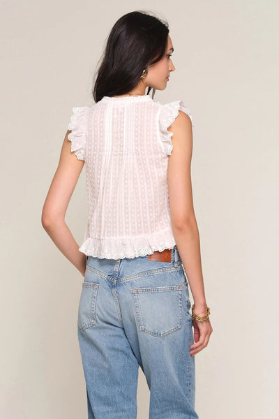 lace yoke dot top