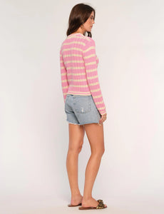 pointelle stripe cardigan