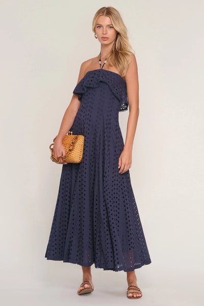 eyelet midi halter dress