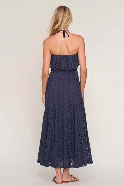 eyelet midi halter dress