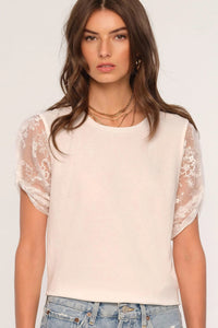 short sheer sleeve tee