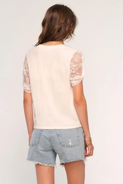 short sheer sleeve tee