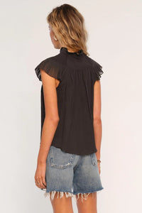 tie neck short sleeve blouse