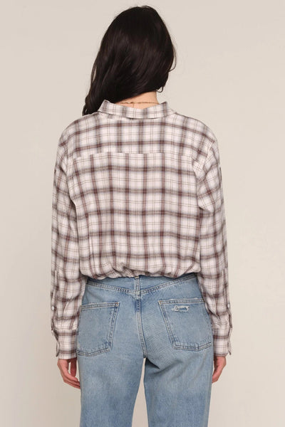 plaid twist hem shirt