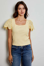 Load image into Gallery viewer, square rib eyelet sleeve tee
