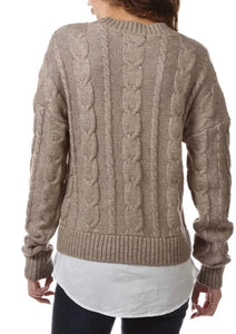 faux layered cable sweater