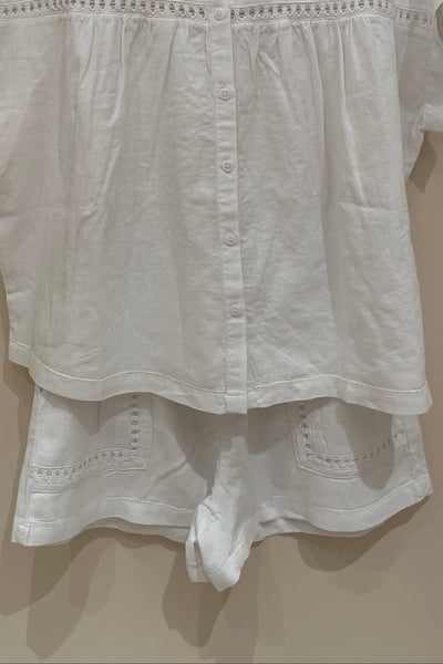 crochet trim pocket shorts