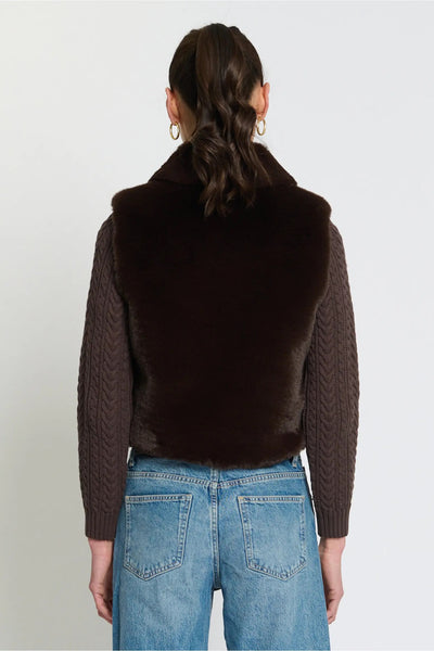 Faux Fur Panel Sweater Jacket