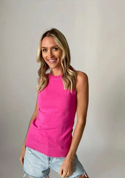fringe trim knit tank