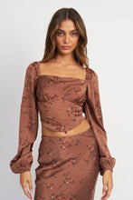 Load image into Gallery viewer, floral corset long sleeve top
