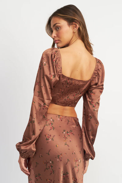 floral corset long sleeve top