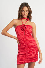 Load image into Gallery viewer, rosette halter dress
