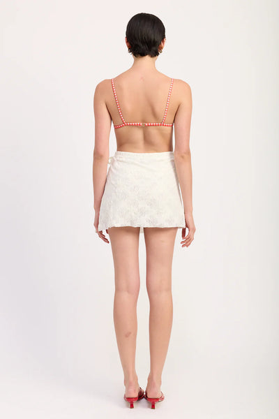 embroidered knit wrap skirt