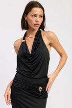 Load image into Gallery viewer, women gold detail cowl halter top
