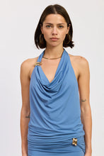 Load image into Gallery viewer, women gold detail cowl halter top
