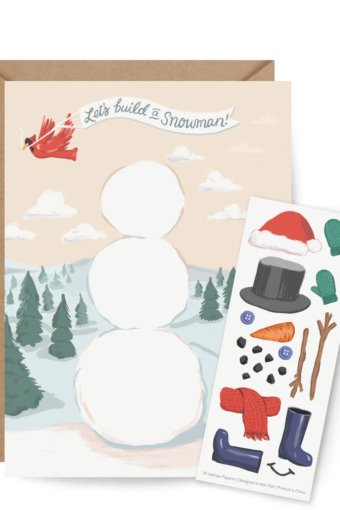 card sticker scene snowman
