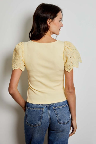 square rib eyelet sleeve tee