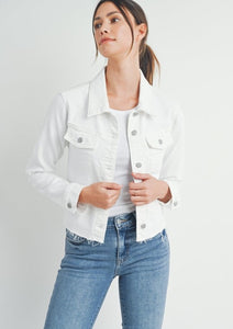 fitted denim jacket with fray