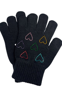 kids bling heart gloves