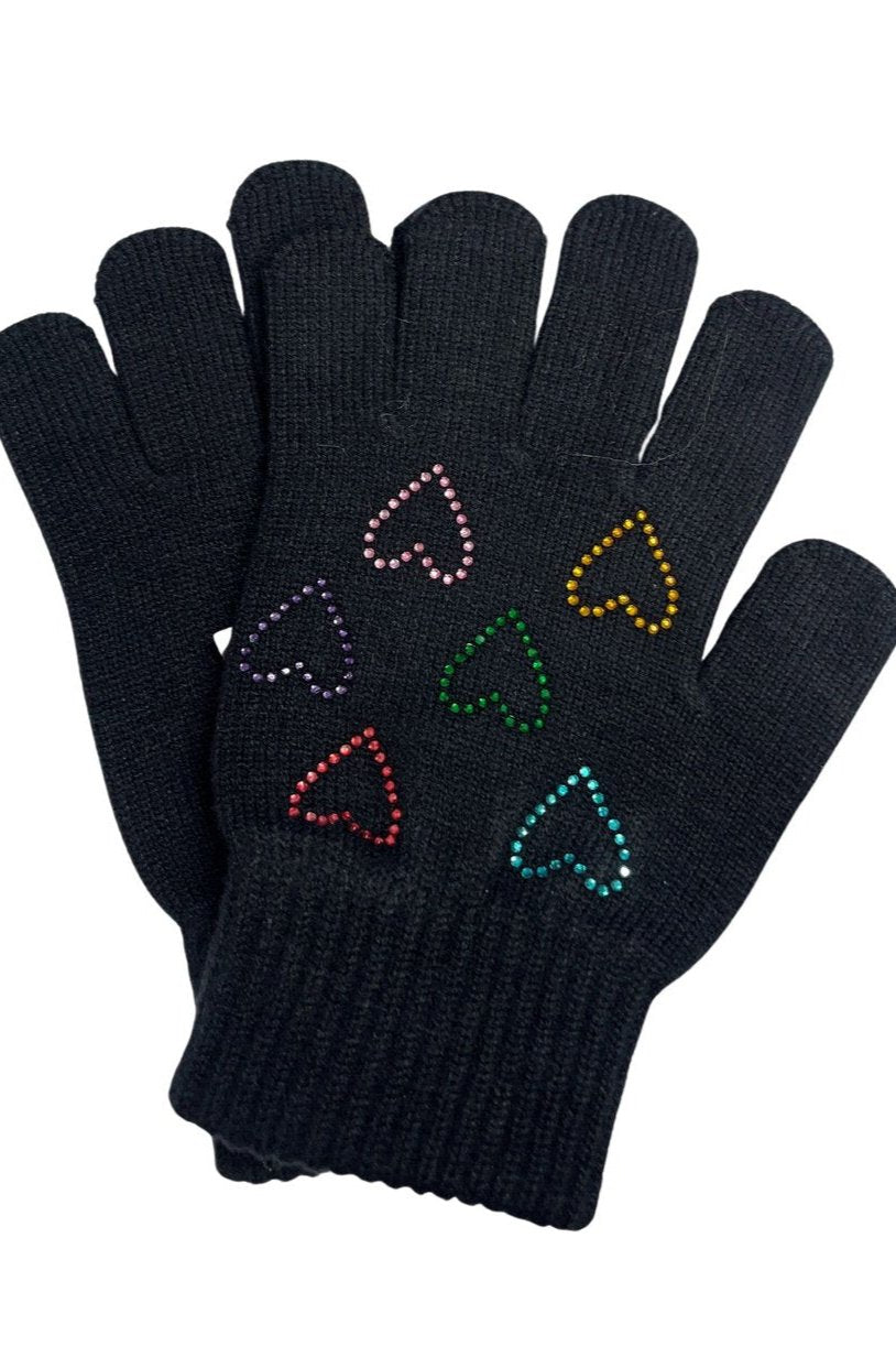 kids bling heart gloves