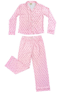 girls bows button pj set