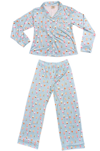 girls boba button pj set
