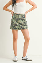 Load image into Gallery viewer, low rise mini camo cargo skirt
