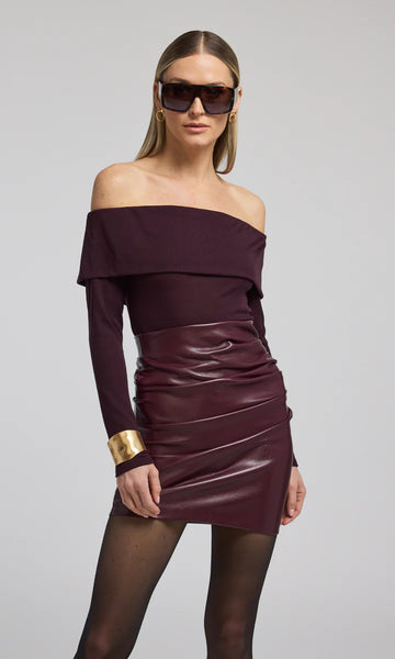 off shoulder rib jersey top