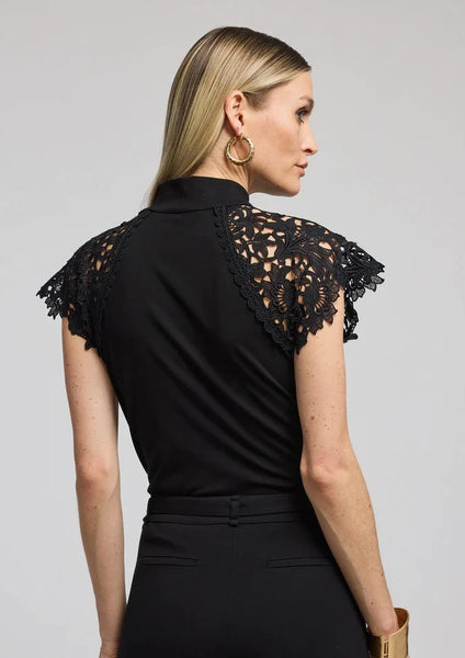 mock neck lace combo top