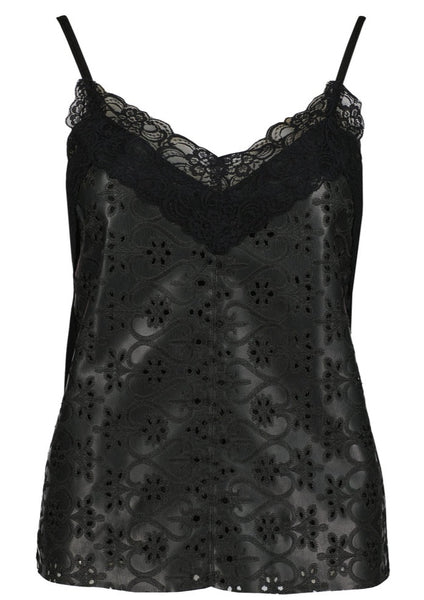 eyelet vegan leather cami