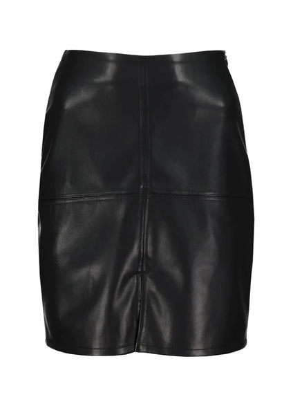 vegan leather seamed skirt