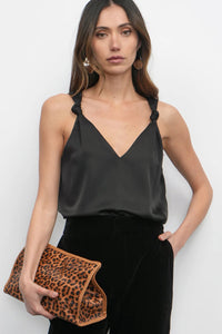 knot shoulder satin tank