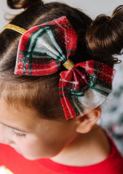 girls christmas plaid headband