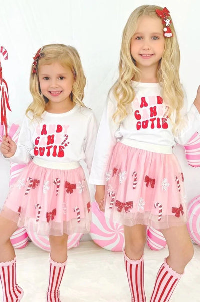 girls candy cane tee