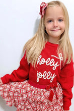 Load image into Gallery viewer, girls holly jolly bow sweater
