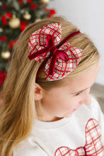 Load image into Gallery viewer, christmas plaid bow headband
