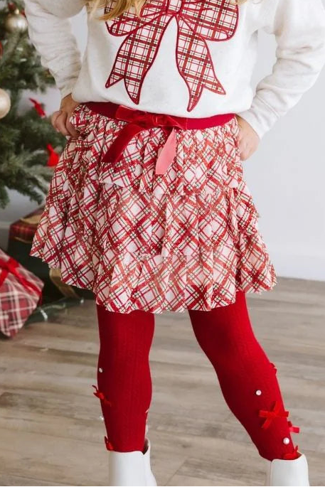 girls plaid bow tutu