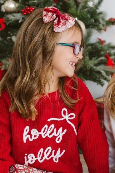 christmas plaid bow clip