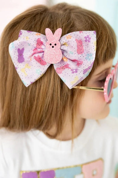 bunny tulle bow clip